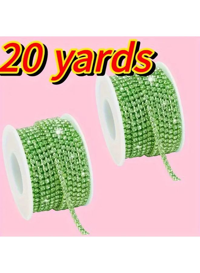 Champagne Rhinestone Trim Chain Roll 20 Yards 2 5mm Sparkling Crystal Craft Ribbon - Image 1